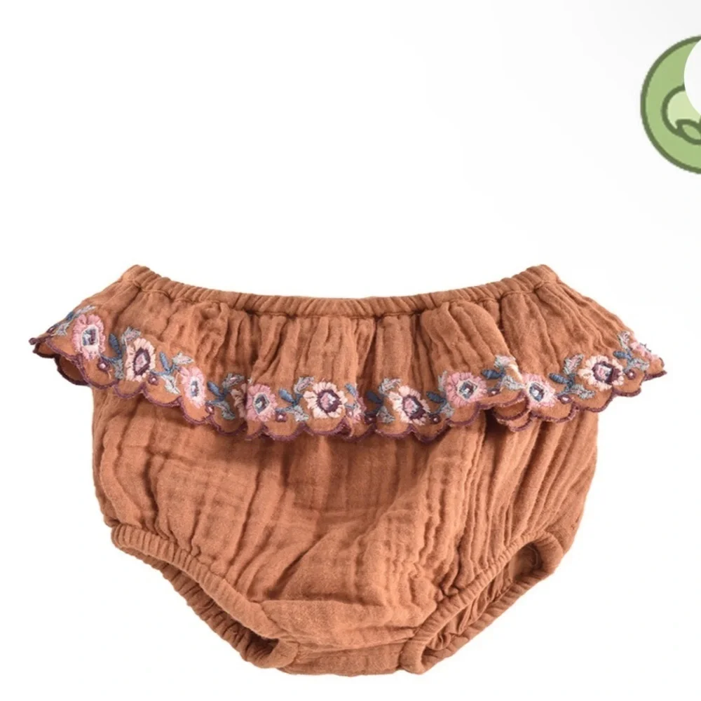 Floral Ruffle Kids Bloomers - Brown by Louise Misha